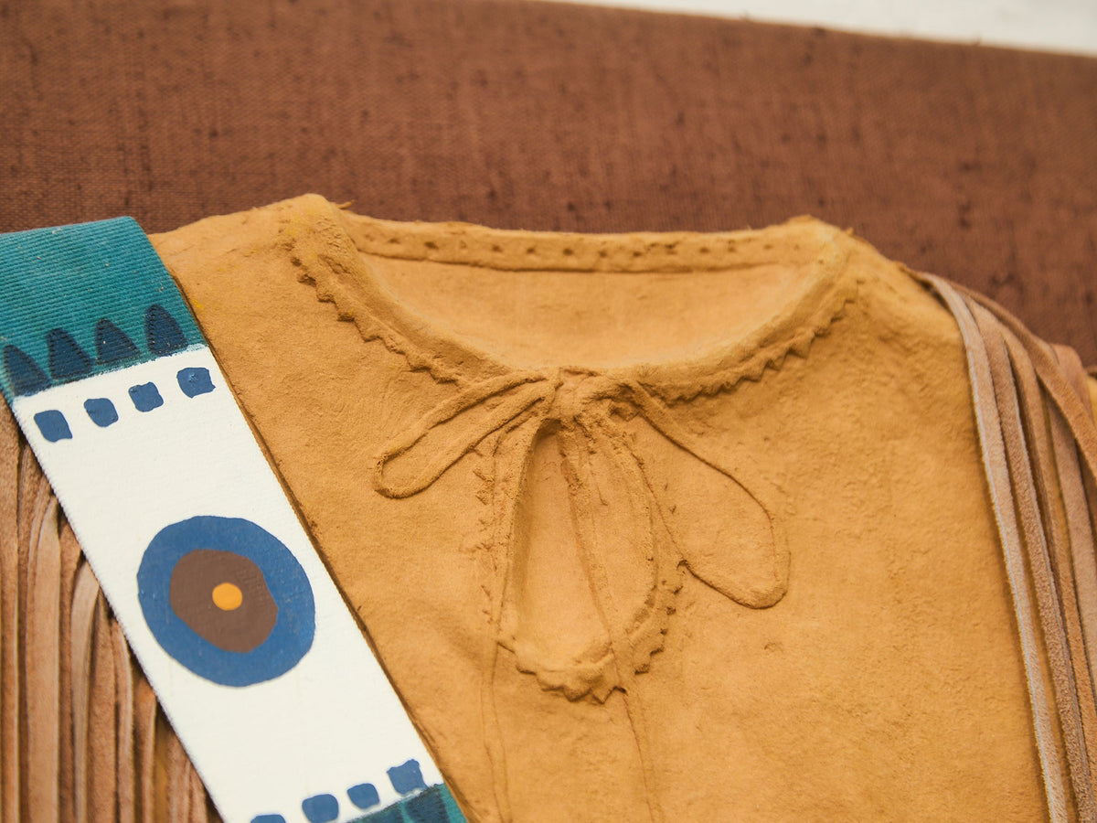 Fringed Buckskin Shirt with Beaded Sash Wall Display