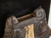 VINTAGE TORAJA SULAWESI INDONESIA CARVED WOOD & BUFFALO HORN BETEL NUT BOX