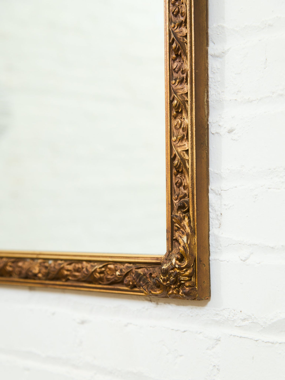 Vintage French Provincial Gold Rectangle Ornate Wood Wall Mantle Mirror
