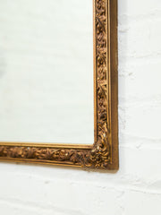 Vintage French Provincial Gold Rectangle Ornate Wood Wall Mantle Mirror