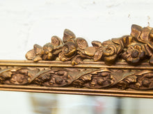 Vintage French Provincial Gold Rectangle Ornate Wood Wall Mantle Mirror