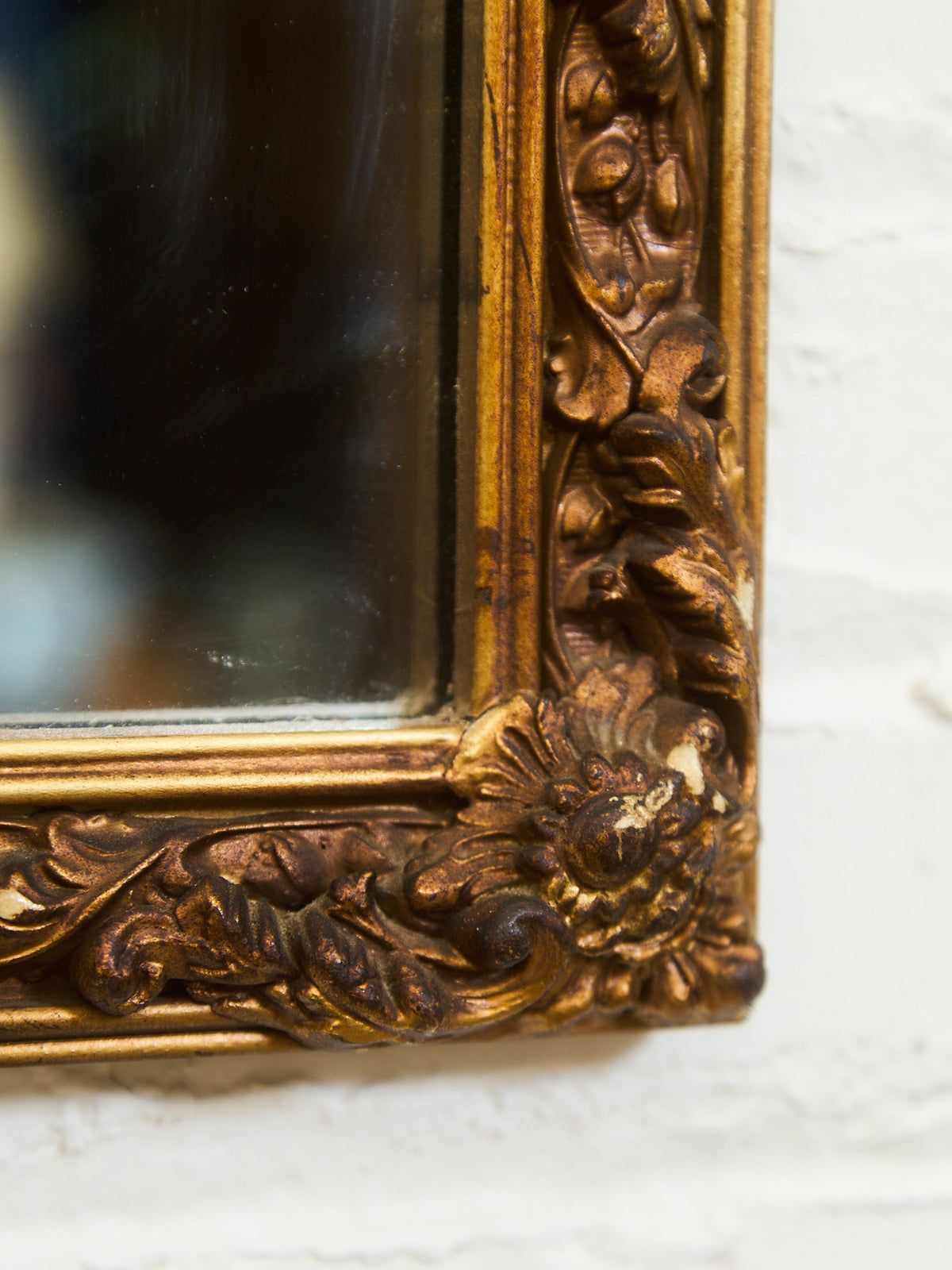Vintage French Provincial Gold Rectangle Ornate Wood Wall Mantle Mirror