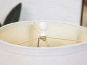 Mid-Century White Ceramic Table Lamp with Brass Base