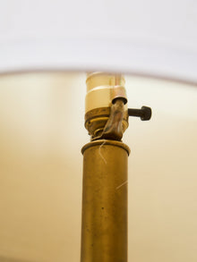 Mid-Century White Ceramic Table Lamp with Brass Base