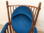 1870s Antique George Hunzinger Barley Twist Mahogany Needlepoint Rocking Chair