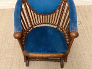 1870s Antique George Hunzinger Barley Twist Mahogany Needlepoint Rocking Chair