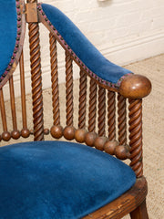 1870s Antique George Hunzinger Barley Twist Mahogany Needlepoint Rocking Chair
