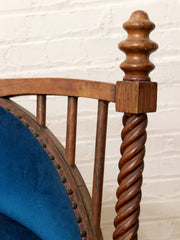 1870s Antique George Hunzinger Barley Twist Mahogany Needlepoint Rocking Chair