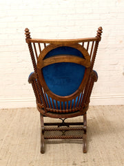 1870s Antique George Hunzinger Barley Twist Mahogany Needlepoint Rocking Chair