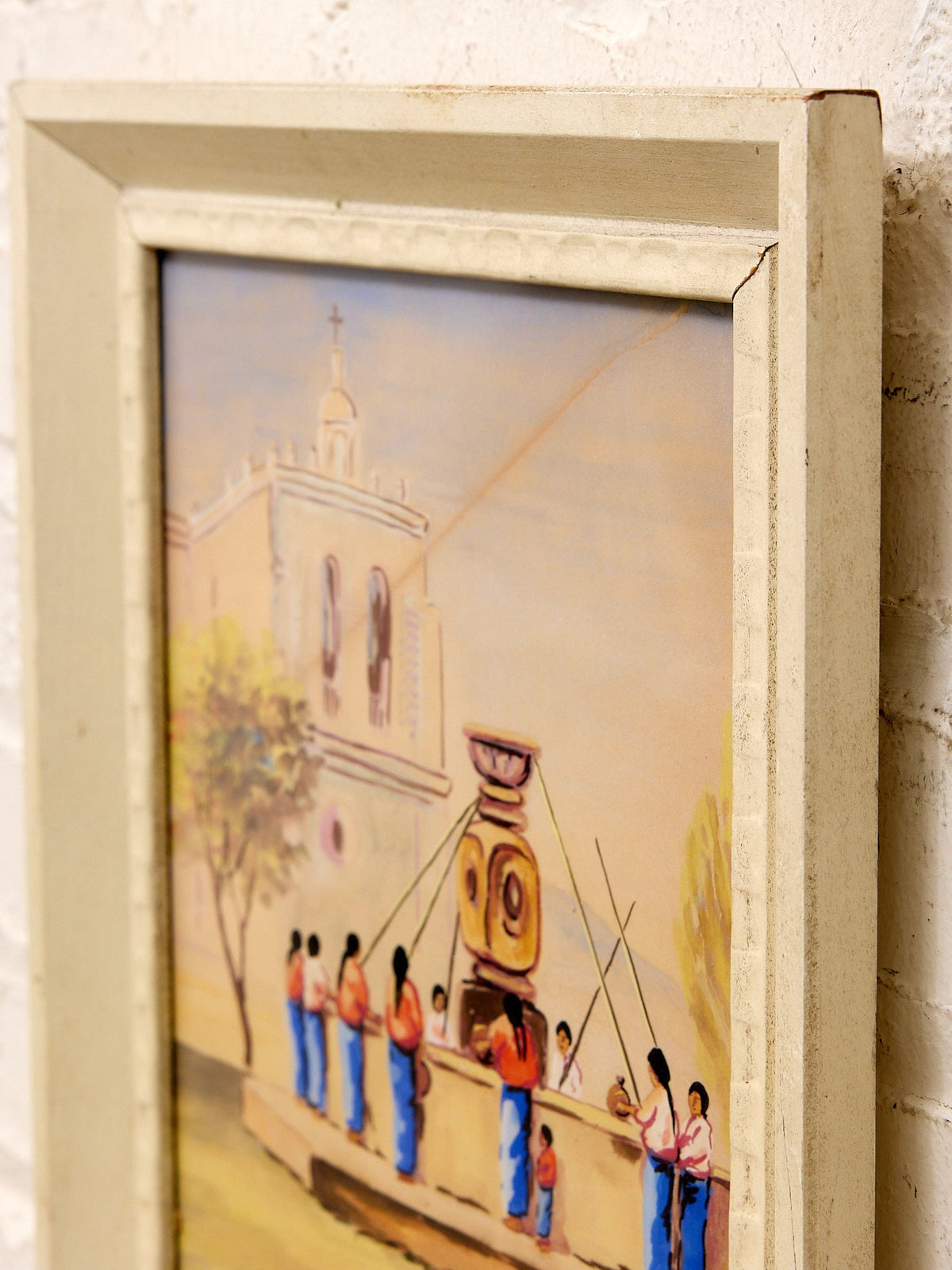Framed Village Fountain Scene in the Manner of Alfredo Gálvez Suárez