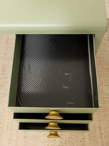 Vintage Deco Sage Green Writing Desk with Round Brass Pulls