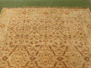 Vintage Hand-Knotted Silk Oushak-Style Area Rug in Ivory, Rust & Pale Blue