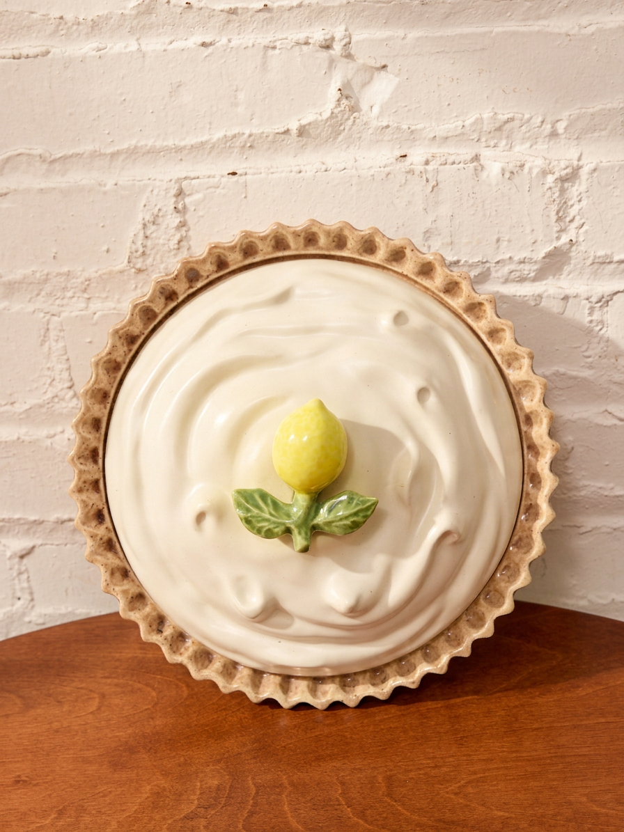 Vintage Lemon Meringue Pie Ceramic Covered Dish