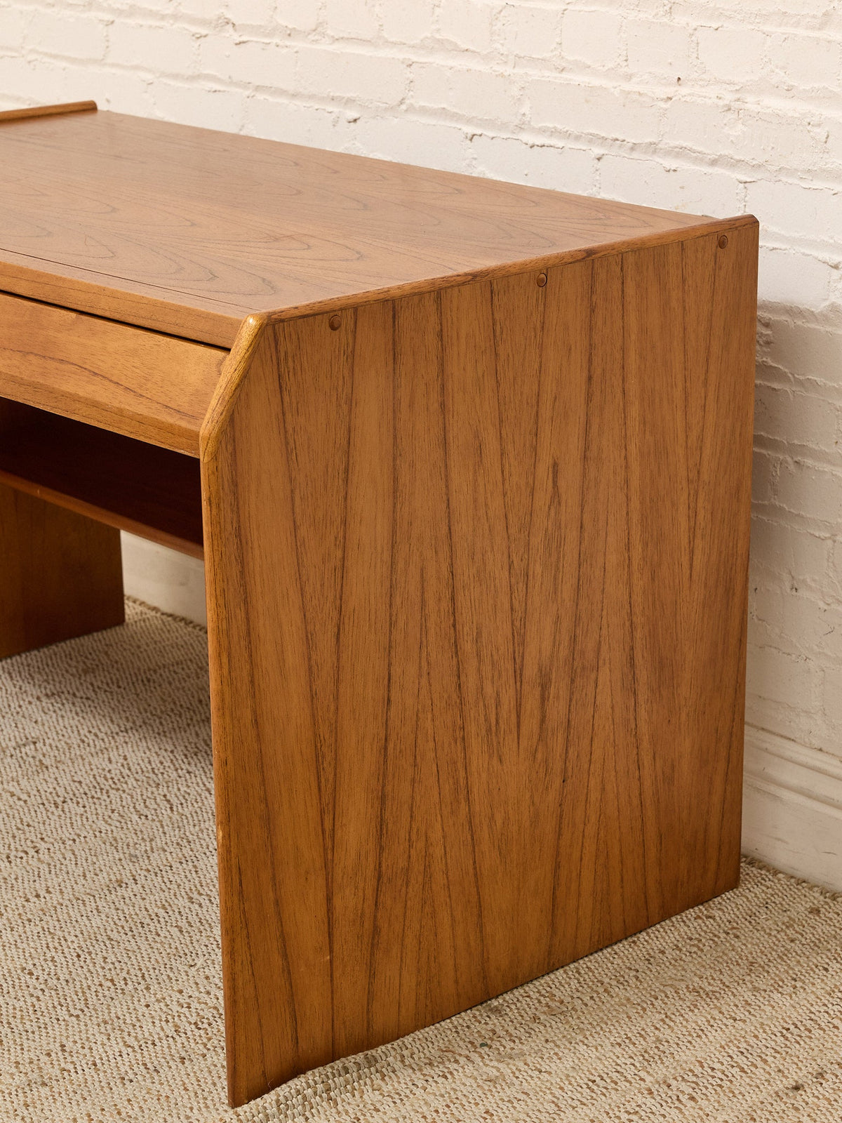 Vintage Mid-Century Modern Wood Writing Desk with Drawers