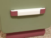 Vintage Mint Green Writing Desk with Wood-Tone Details