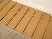 Modern Faux Teak Slatted Composite Outdoor Bench