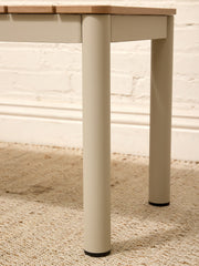 Modern Faux Teak Slatted Composite Outdoor Bench