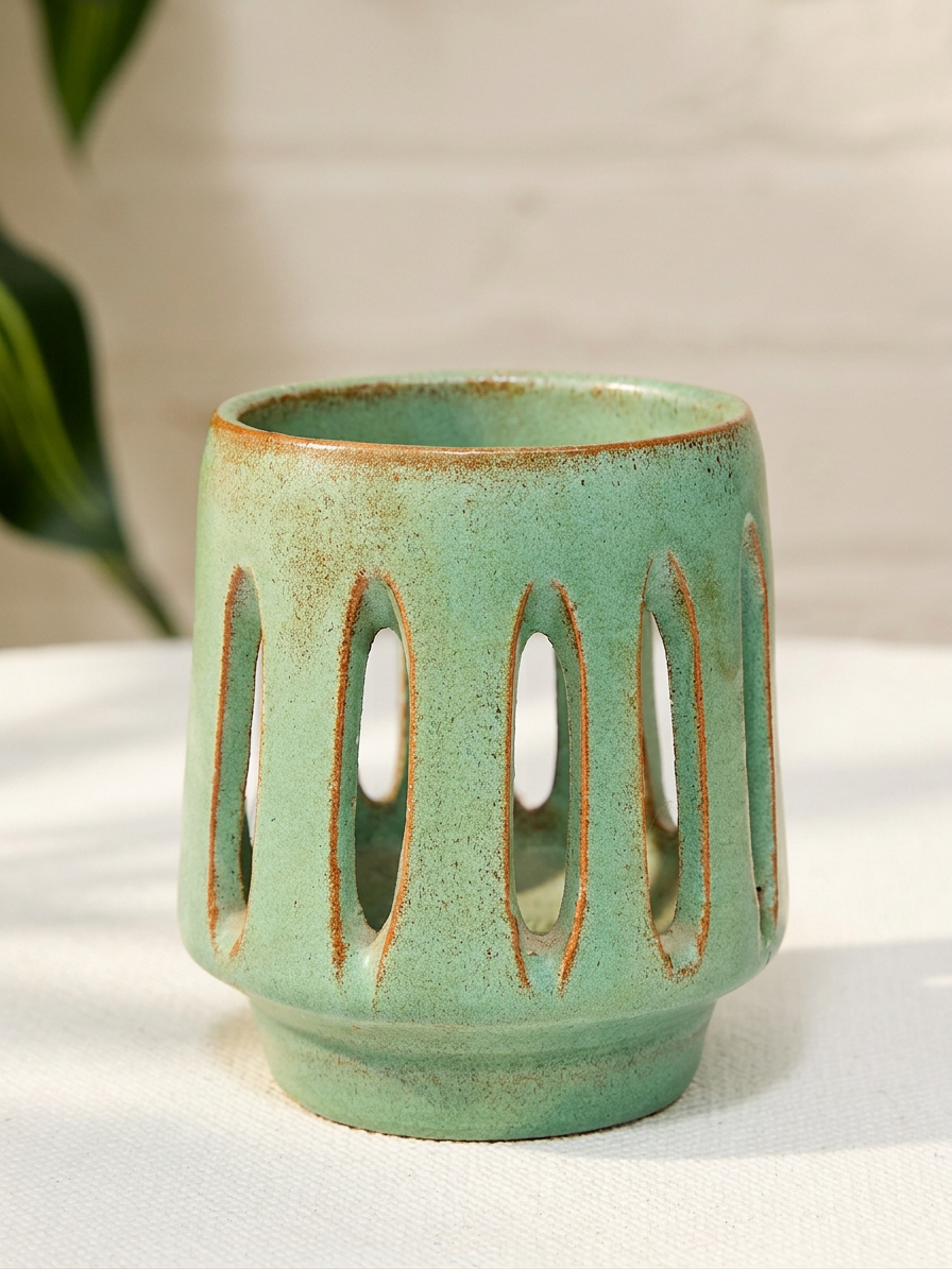 Vintage Celadon Glaze Studio Pottery Vessel