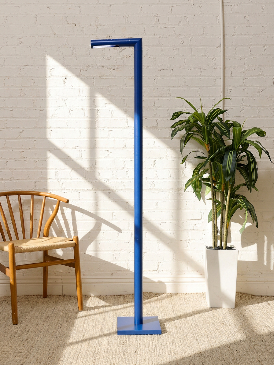 Vintage Italian Blue Painted Minimalist Floor Lamp