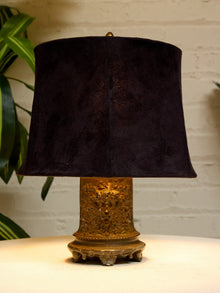 Pair of Vintage Ornate Table Lamps with Velvet Shades