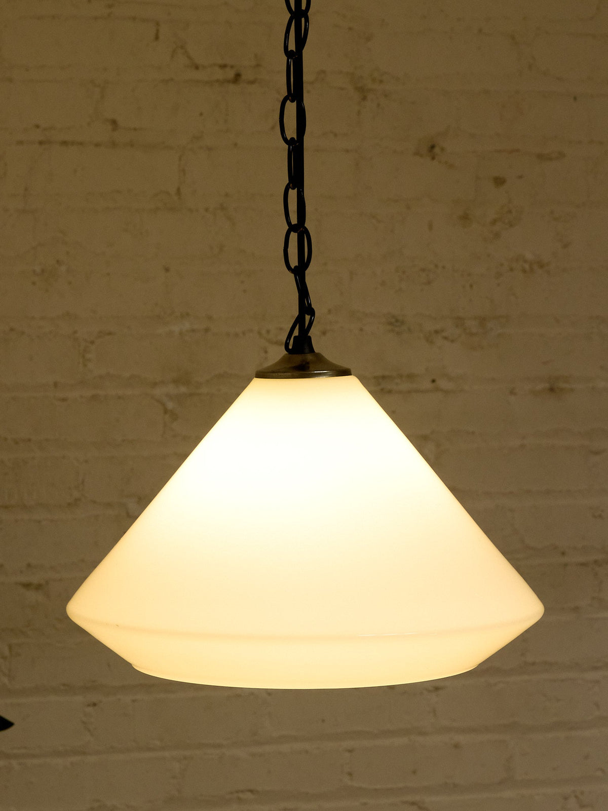 Vintage White Glass Cone Pendant Lamp