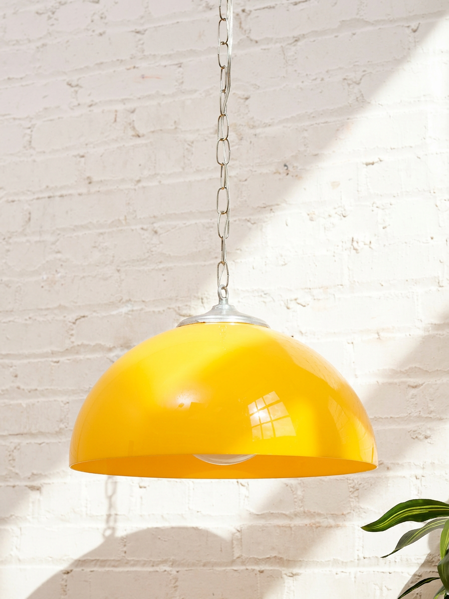 Vintage Mustard Yellow Dome Pendant Lamp