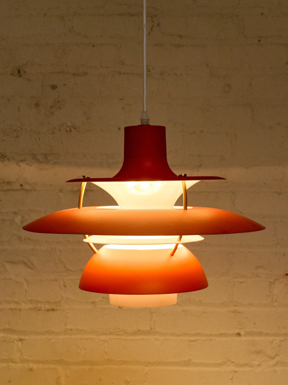 Modern Red Sculptural Pendant Light