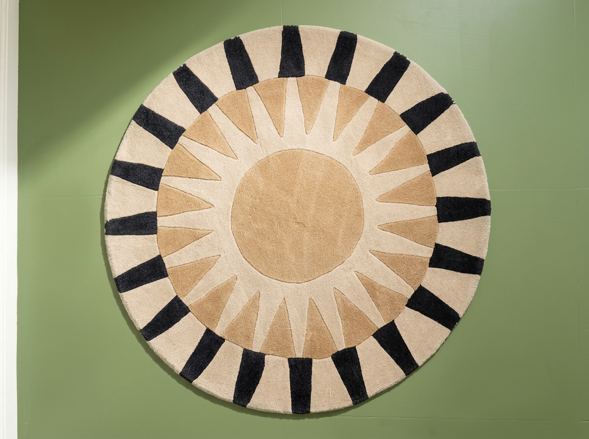 Contemporary Graphic Sunburst Round Area Rug