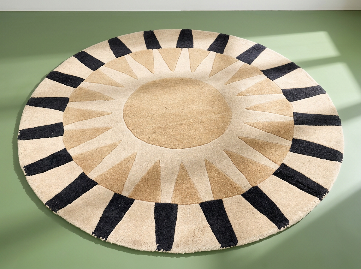 Contemporary Graphic Sunburst Round Area Rug