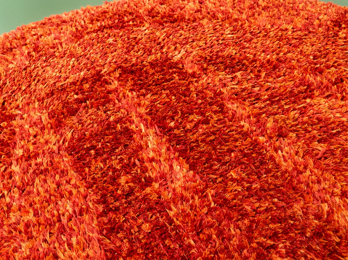 Vintage Round Burnt Orange Shag Rug