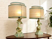 Pair of Vintage Figural Table Lamps with Fiberglass Shades