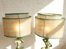 Pair of Vintage Figural Table Lamps with Fiberglass Shades