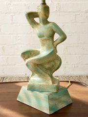 Pair of Vintage Figural Table Lamps with Fiberglass Shades