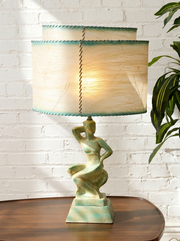 Pair of Vintage Figural Table Lamps with Fiberglass Shades