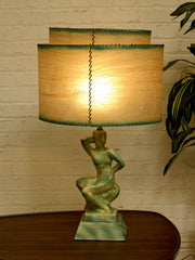 Pair of Vintage Figural Table Lamps with Fiberglass Shades