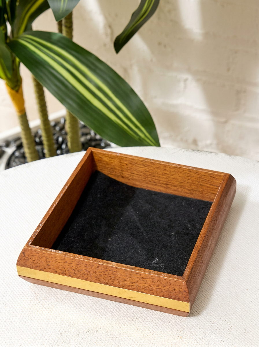 Vintage Wood & Brass Valet Tray