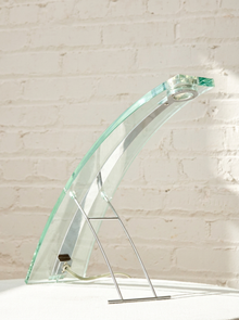 Vintage 1970s Curved Glass Sculptural Table Lamp