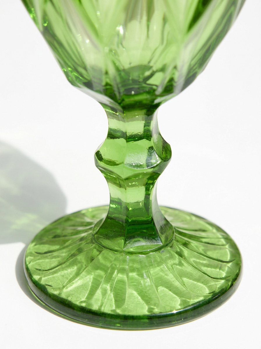 Vintage Jewel-Tone Cut Glass Goblets – Set of 6