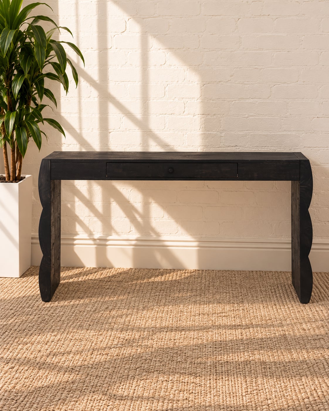 Sydney One-Drawer Sculptural Desk in Charcoal