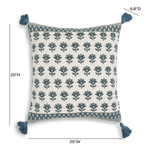 Blossom 20" Printed Cotton Tassel Throw Pillow Cover