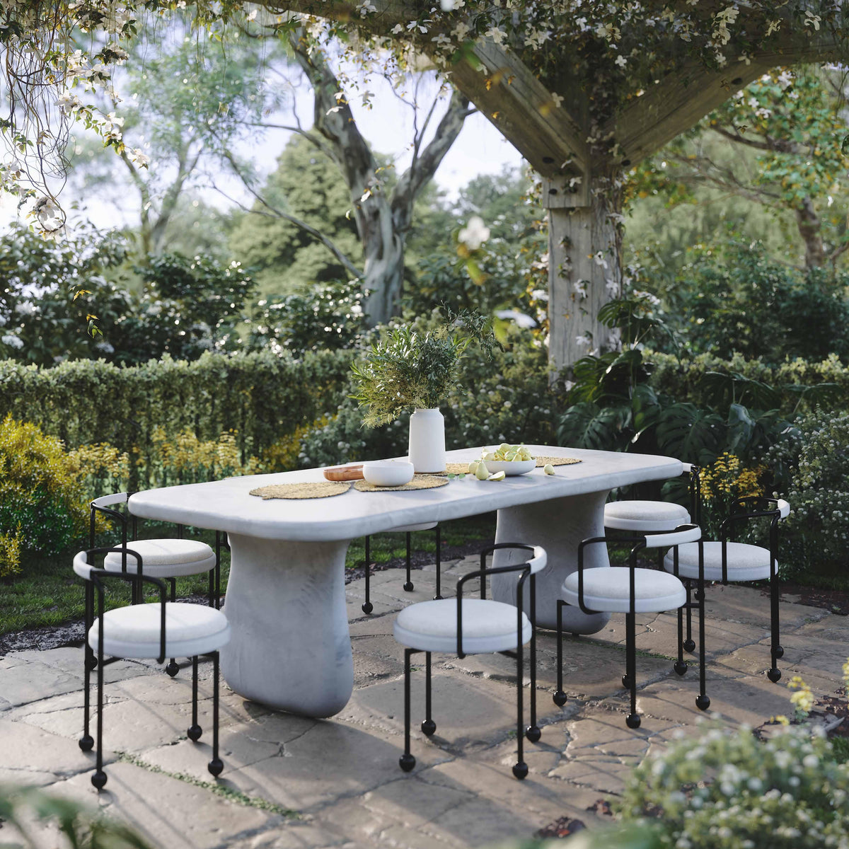 Athen 95" Grey Lightweight Faux Stone Indoor/Outdoor Rectangular Dining Table