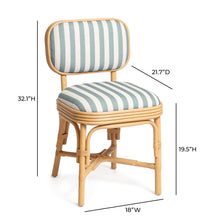 Dorine Striped Performance Linen & Rattan Dining Chair