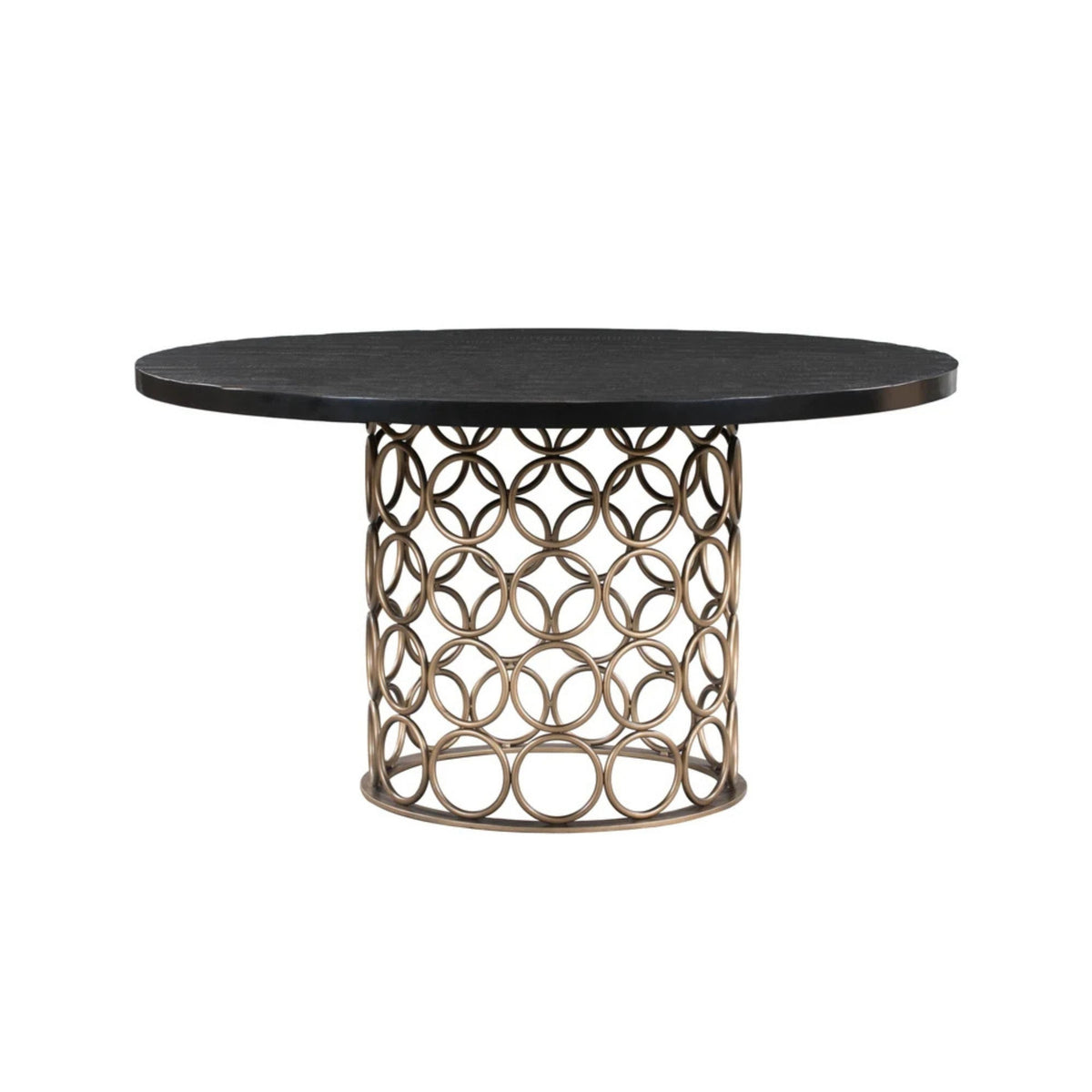 Valentina 57" Black Acacia Round Dining Table