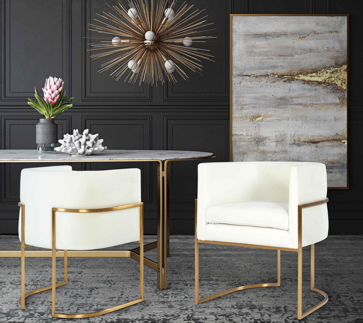 Giselle Performance Velvet Dining Chair with Gold Base by Inspire Me! Home Decor
