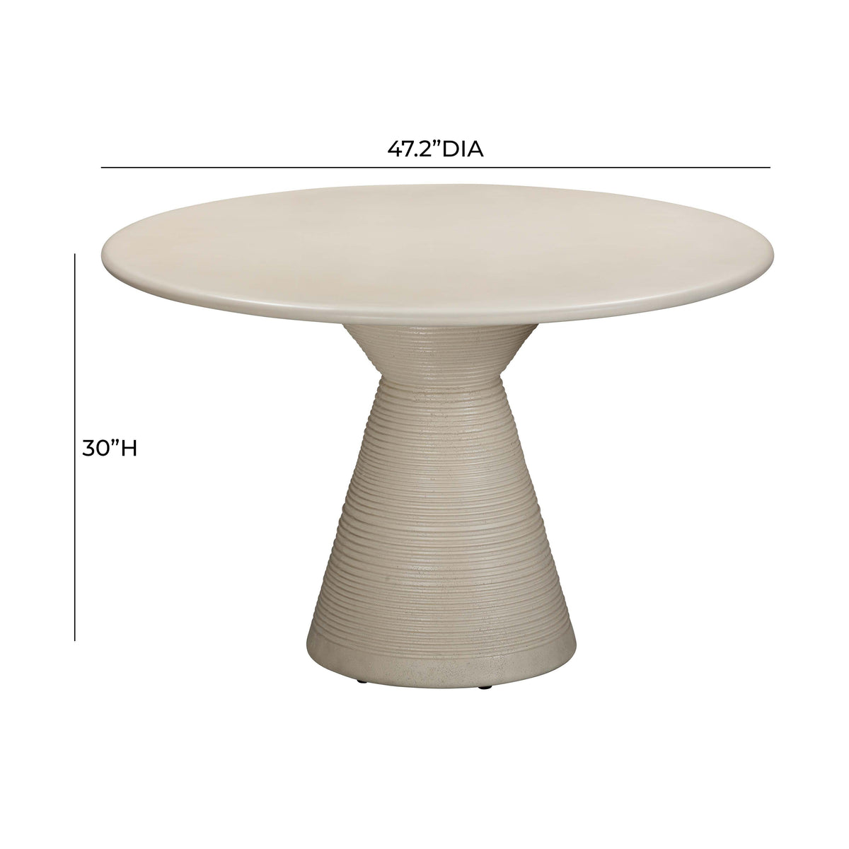 Fern 47" Beige Textured Faux Plaster Concrete Indoor / Outdoor Round Dining Table