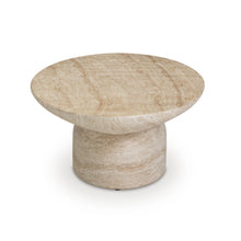 Sonia 51" Faux Travertine Indoor/Outdoor Concrete Coffee Table