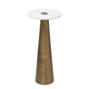 Clement Antique Brass Side Table with White Marble