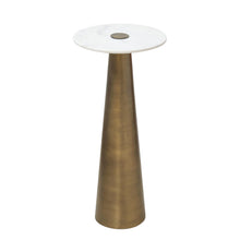 Clement Antique Brass Side Table with White Marble