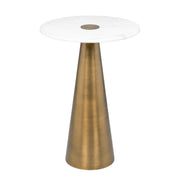 Clement Antique Brass Side Table with White Marble