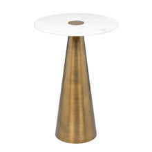 Clement Antique Brass Side Table with White Marble